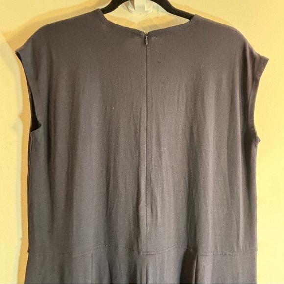 EILEEN FISHER Sz PL Wide Leg Crop Jumpsuit Jersey Knit Zipper Closure Sleeveless - Picture 5 of 9